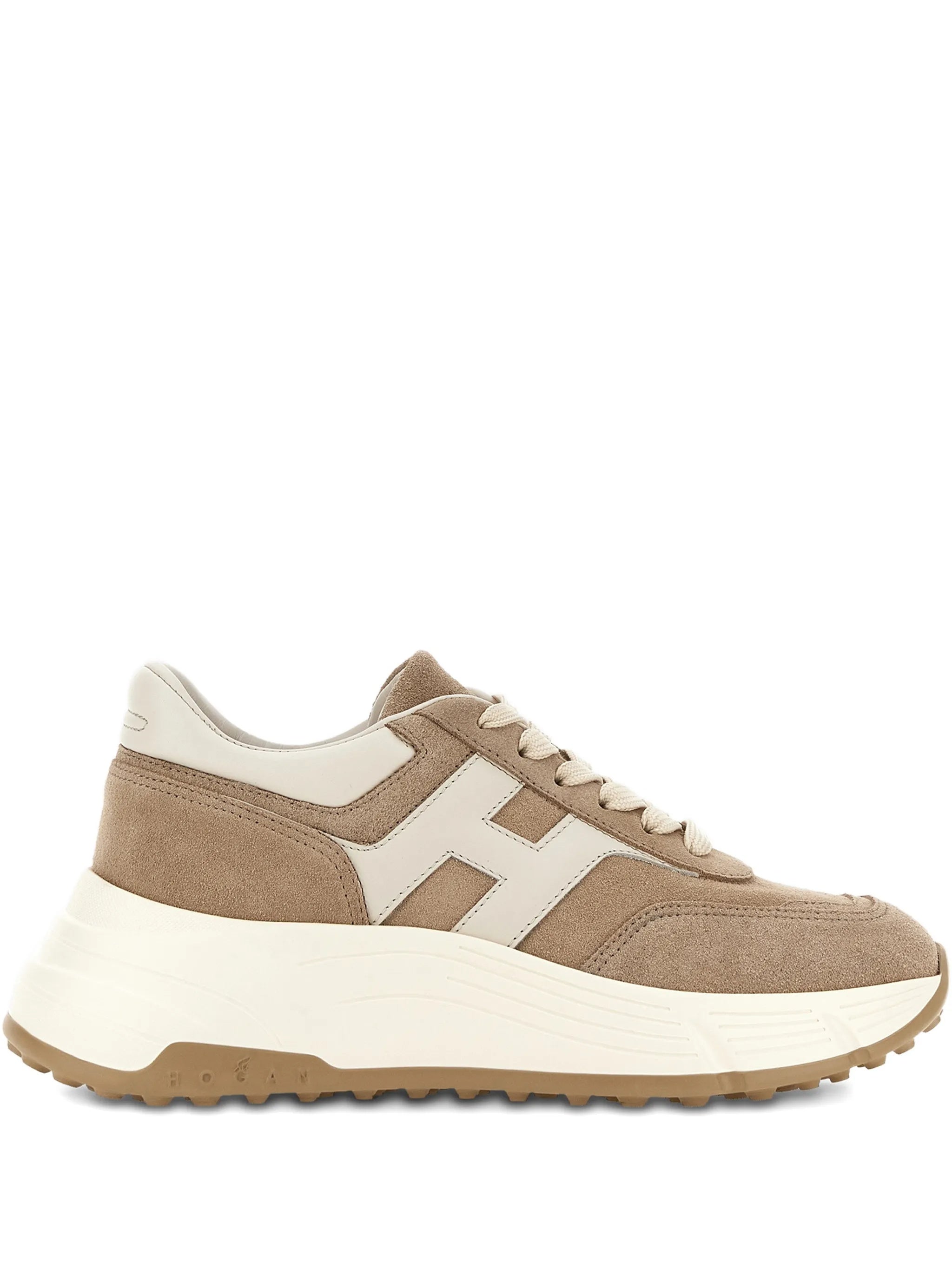 Beige Chunky Suede Cream Leather Sneakers