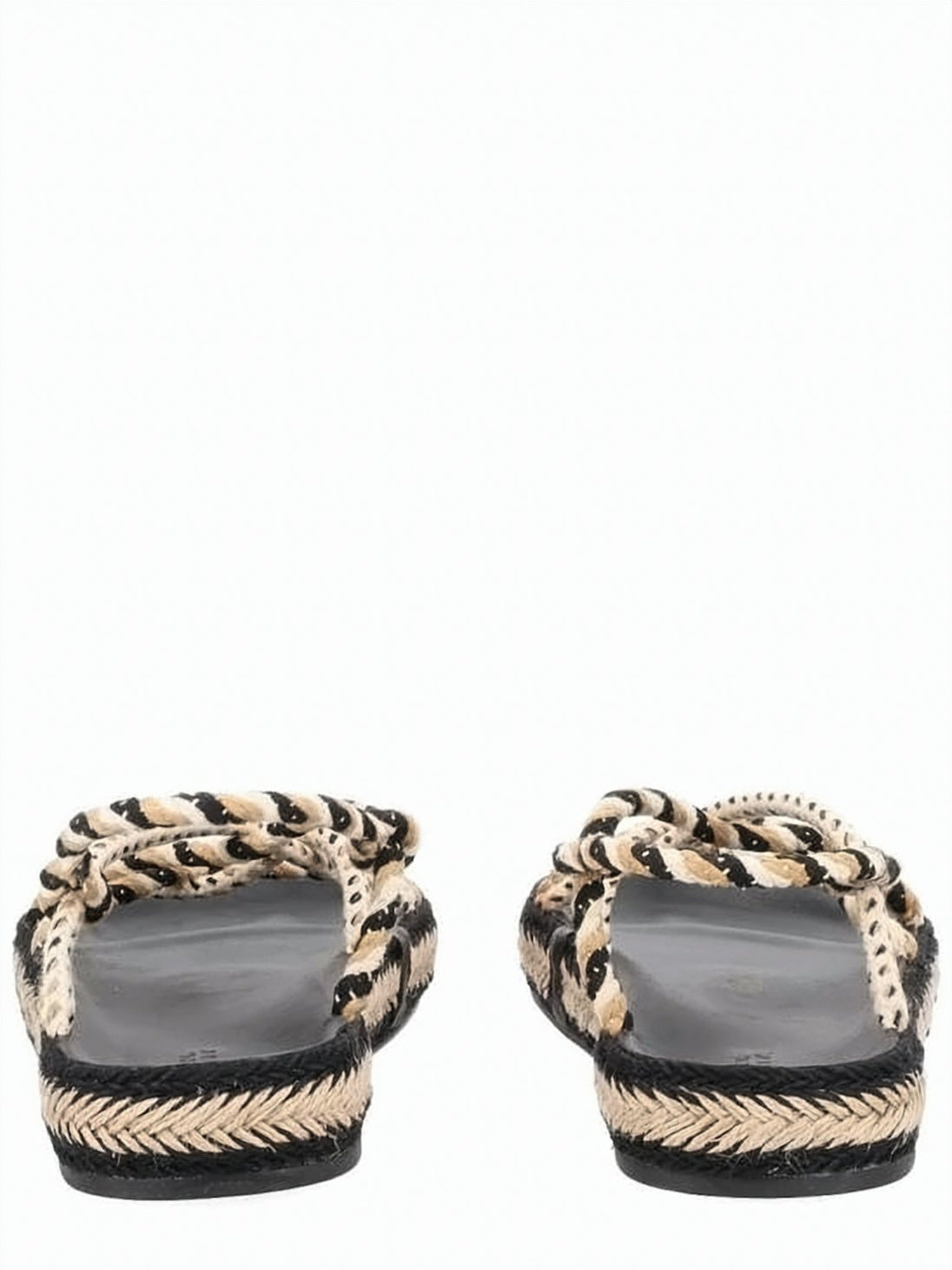 Flat Sandal with Braided Trim and Intertwined Rope Straps