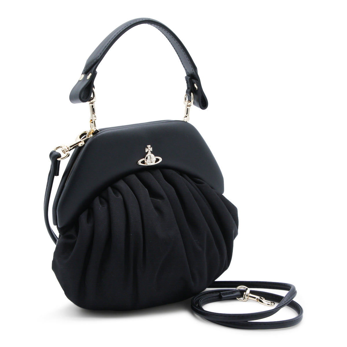 Black Structured Top Handle Bag