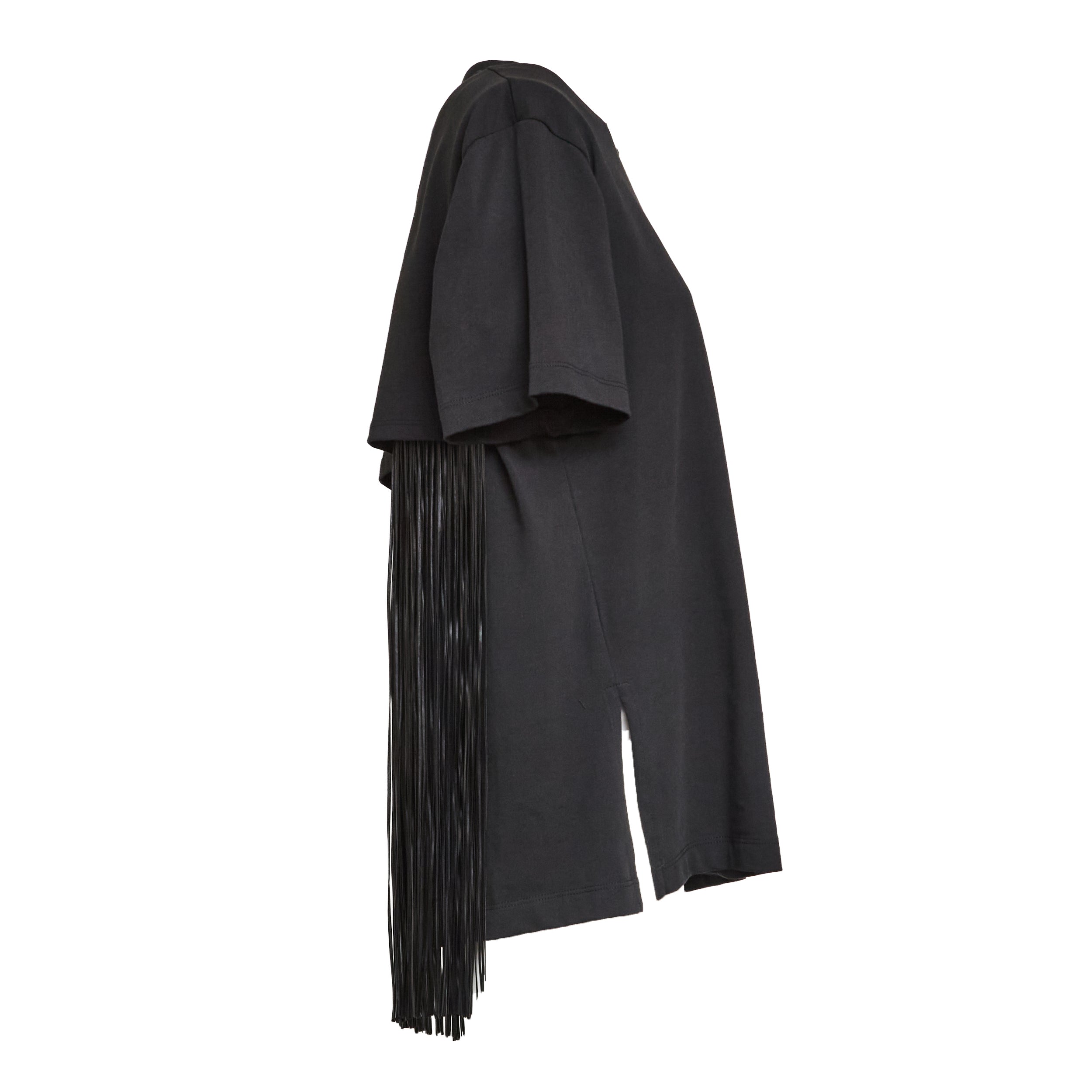 Fringe-Back Top in Coated Jersey Design