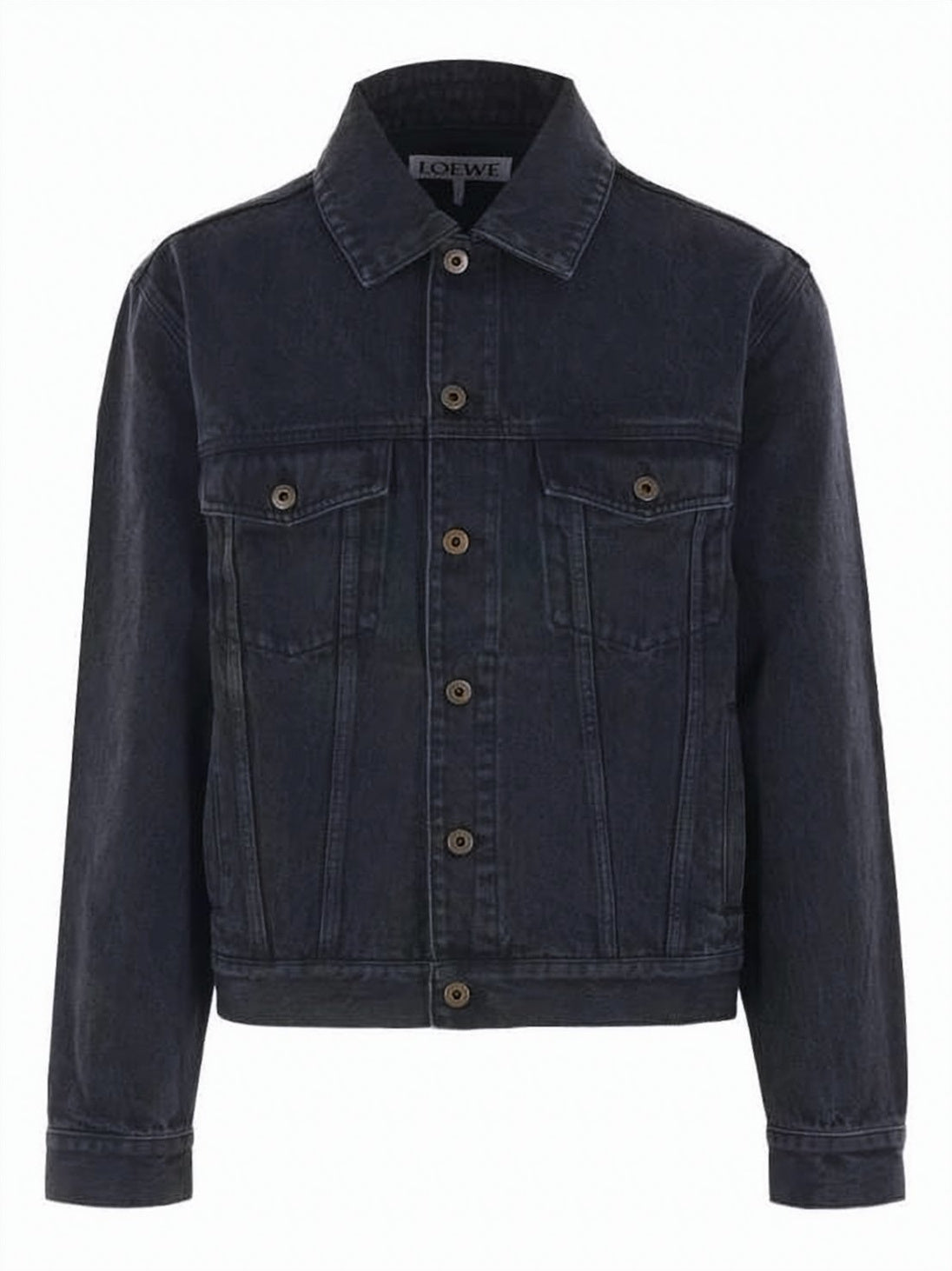 Cropped Denim Jacket with Button-Up Front