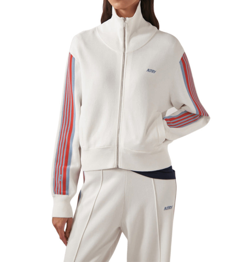 Full-Zip Jacket With Contrasting Striped Accents