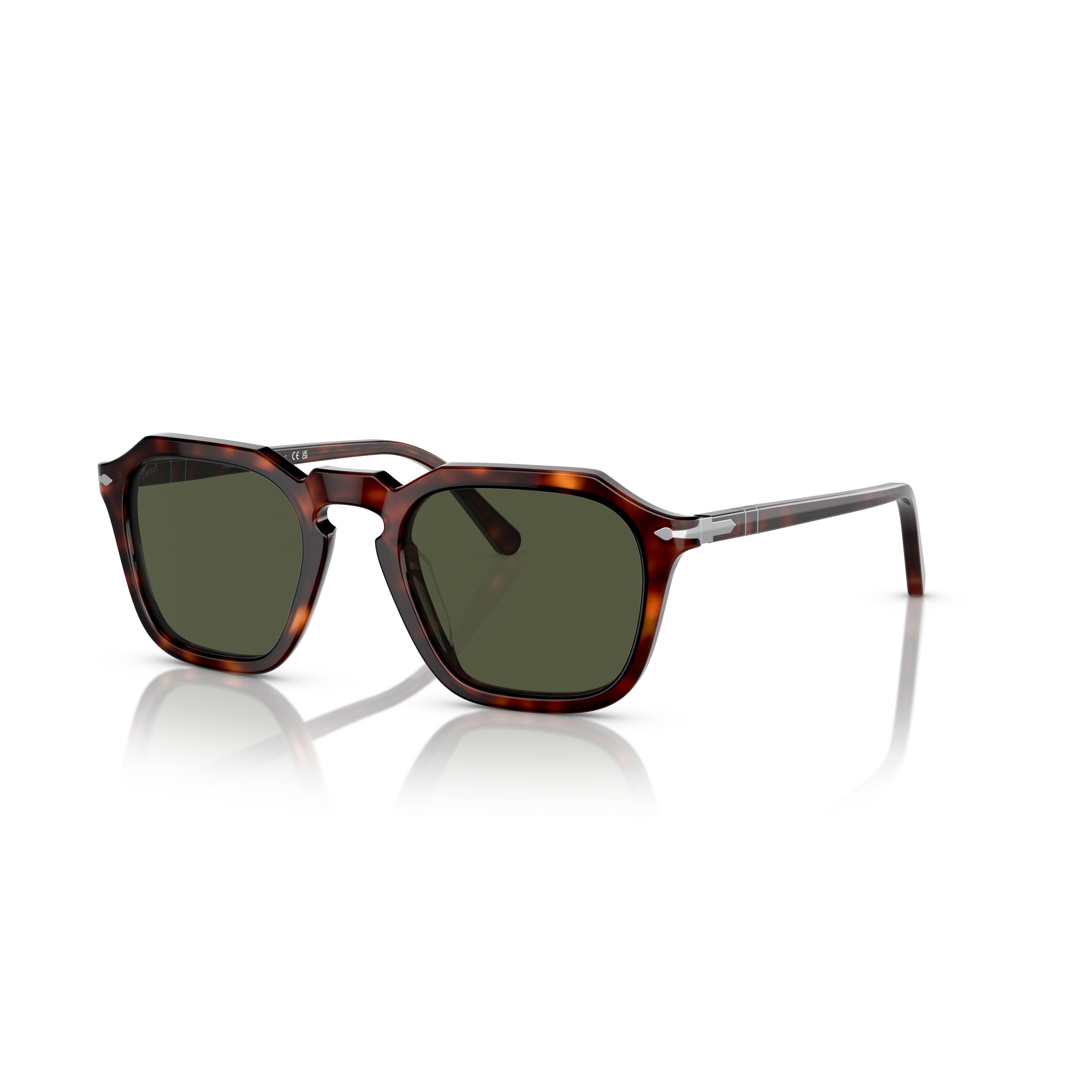 0po3292s Geometric Tortoiseshell Sunglasses with Keyhole Bridge