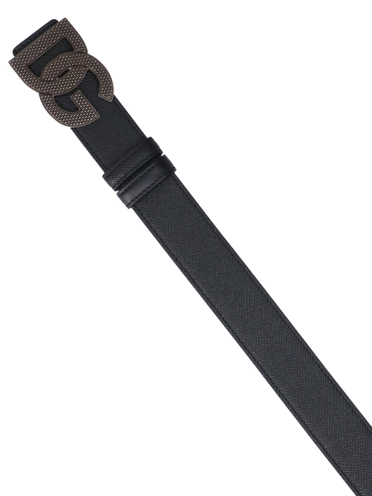 Black Interlocking Initials Leather Belt