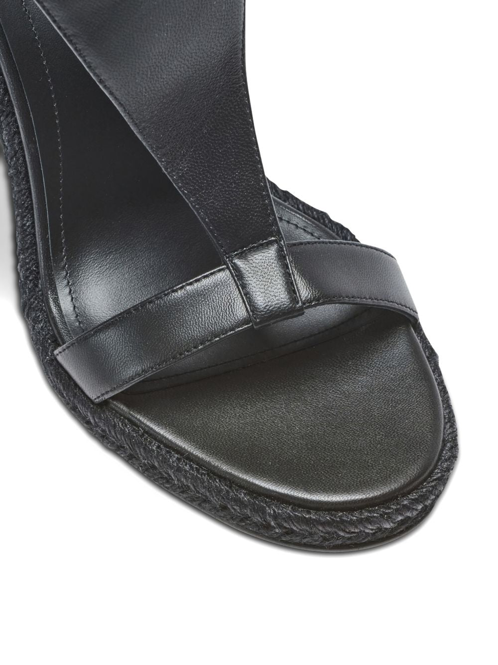 Textured Black Wedge Sandals