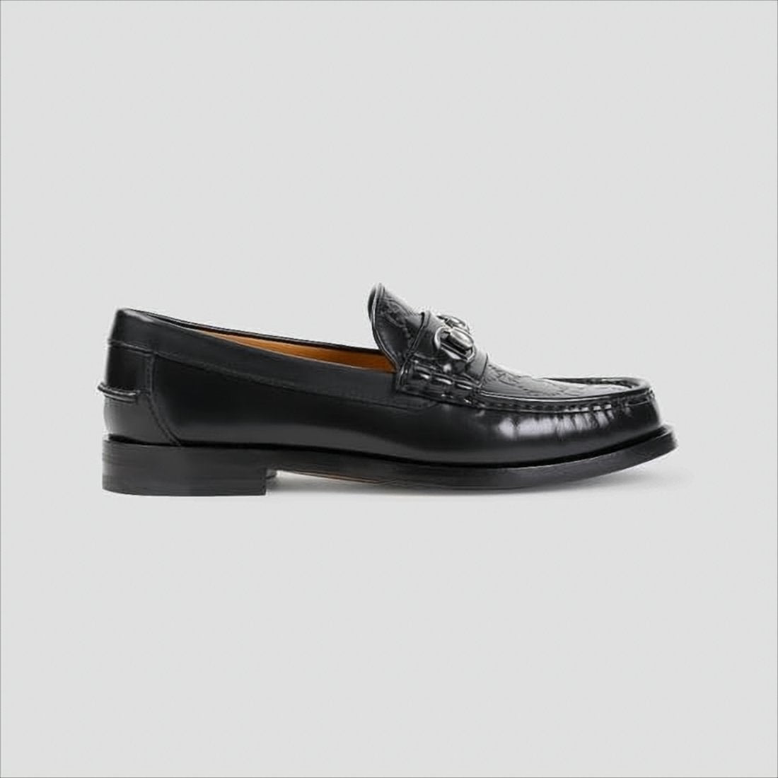 Black Leather Loafer with Horsebit Detail