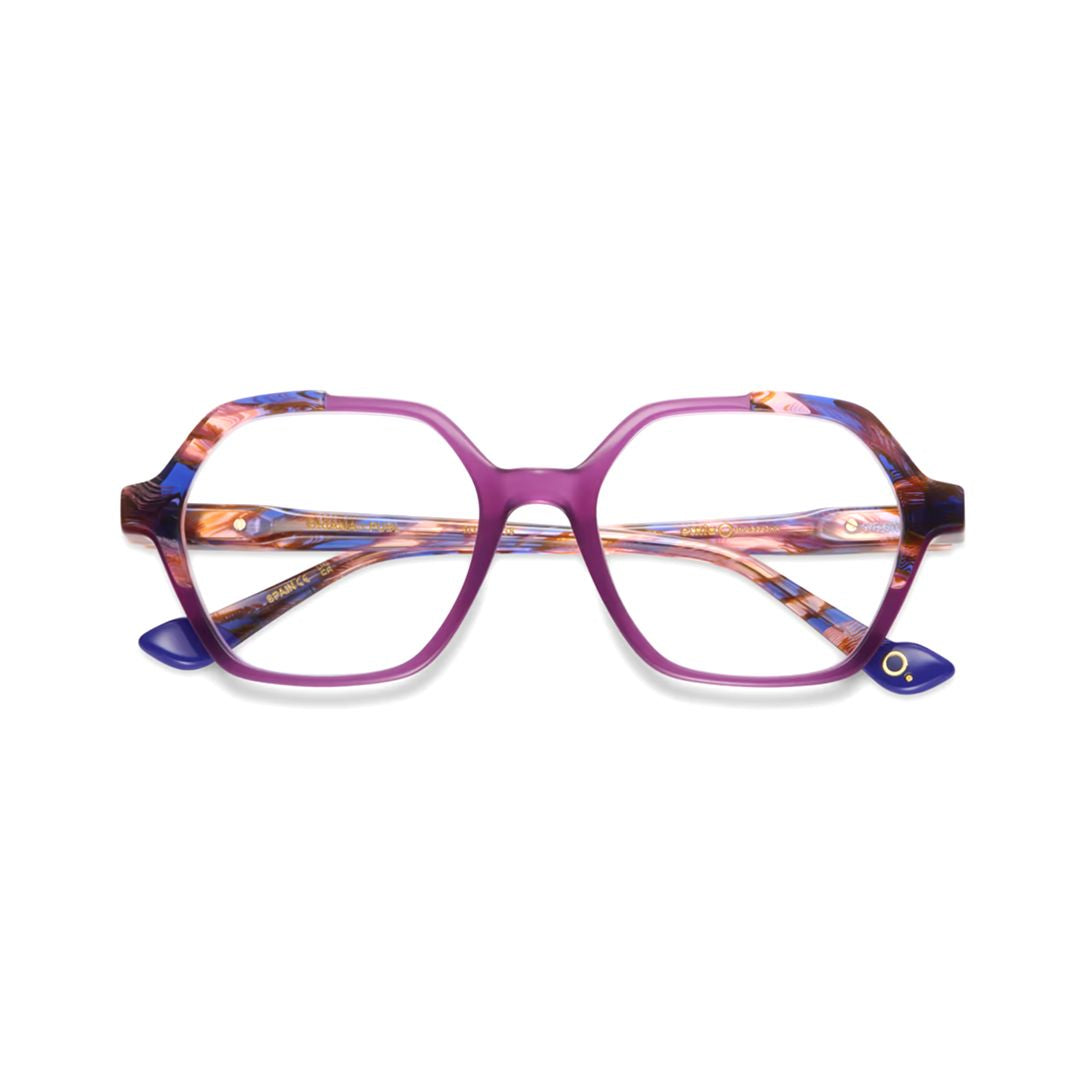 Oriana Geometric Frame Sunglasses with Glossy Purple Acetate Finish