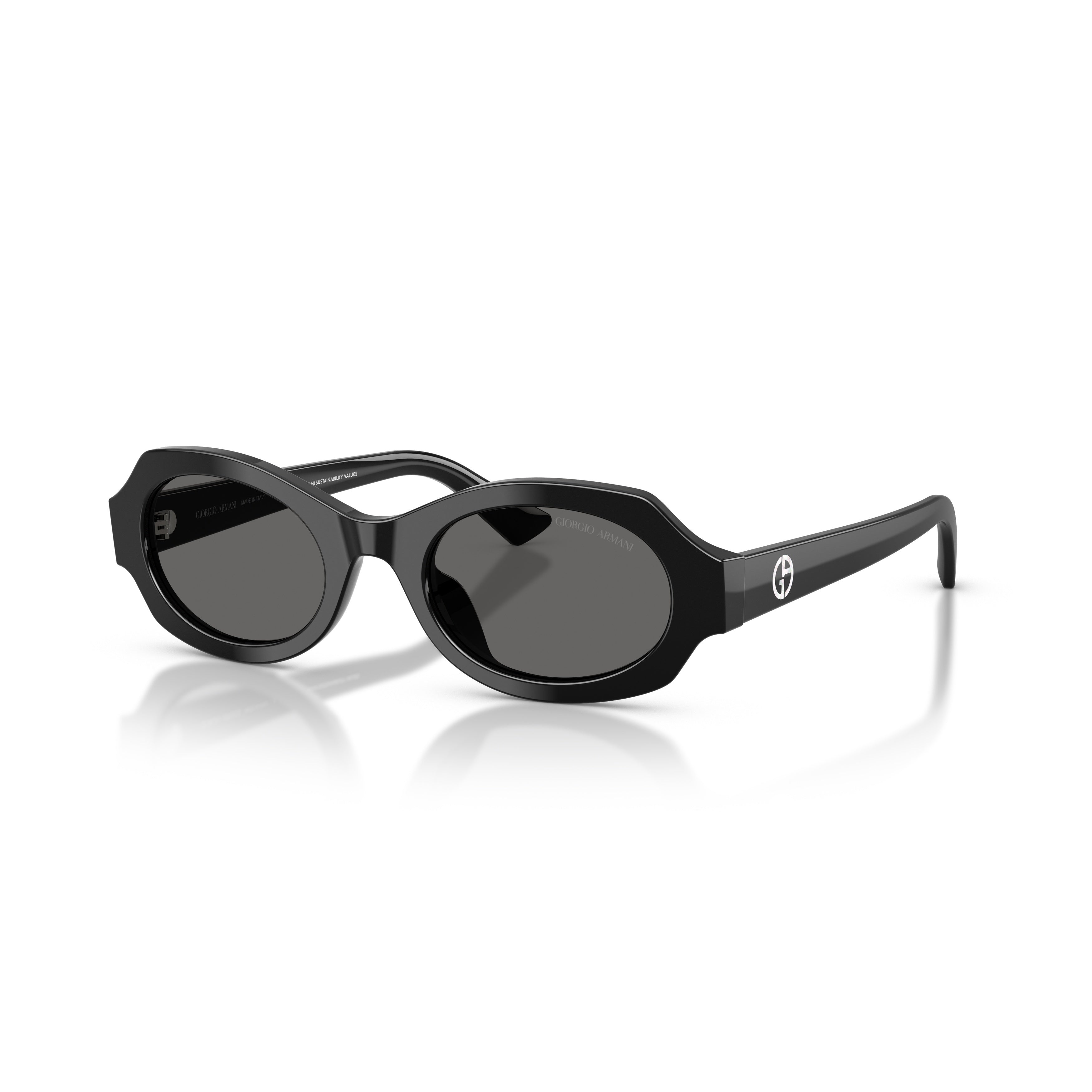 0ar8245hu Oval Black Acetate Sunglasses with Dark-Tinted Lenses