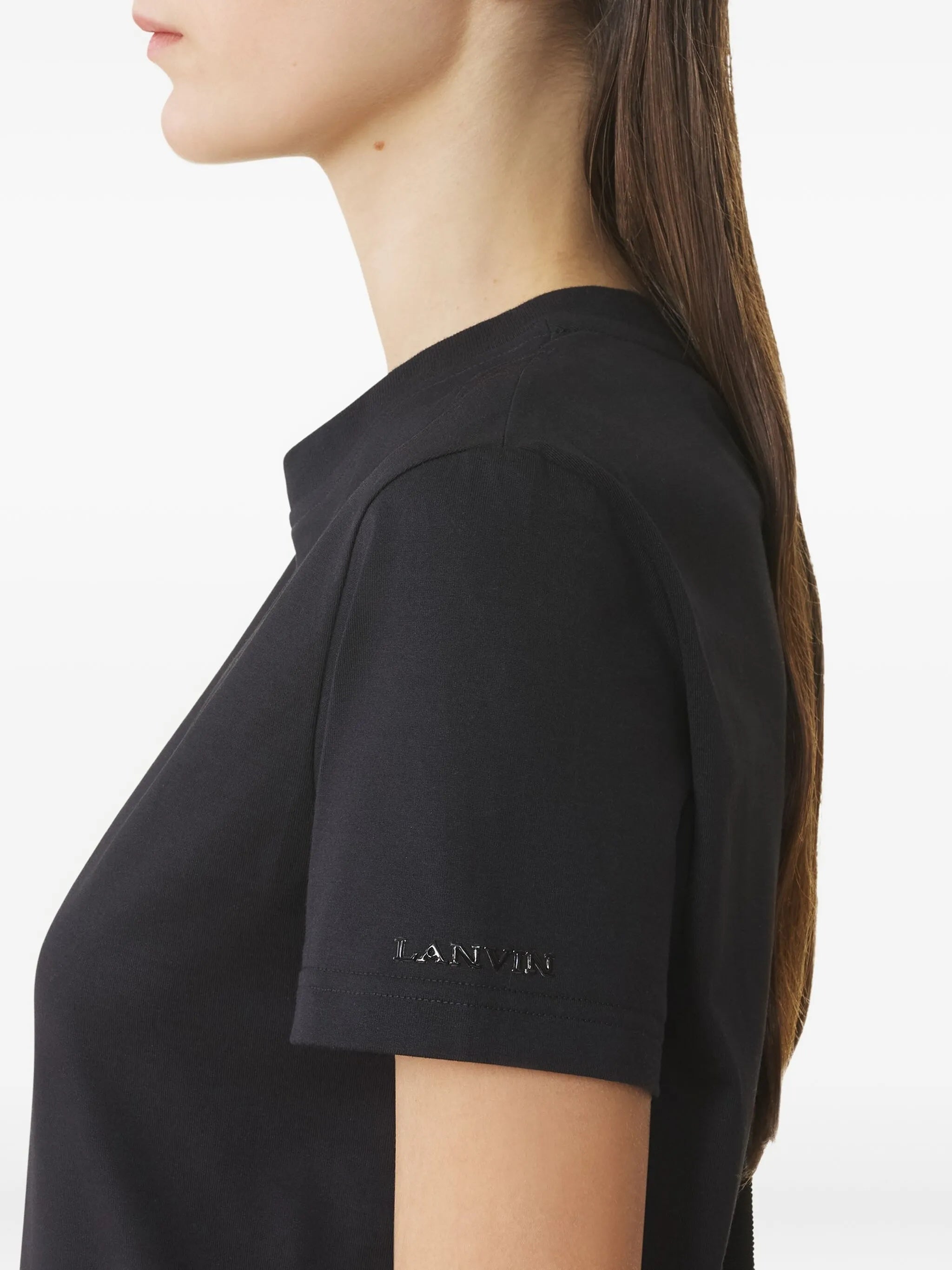 Black Knot Detail Cotton T-Shirt