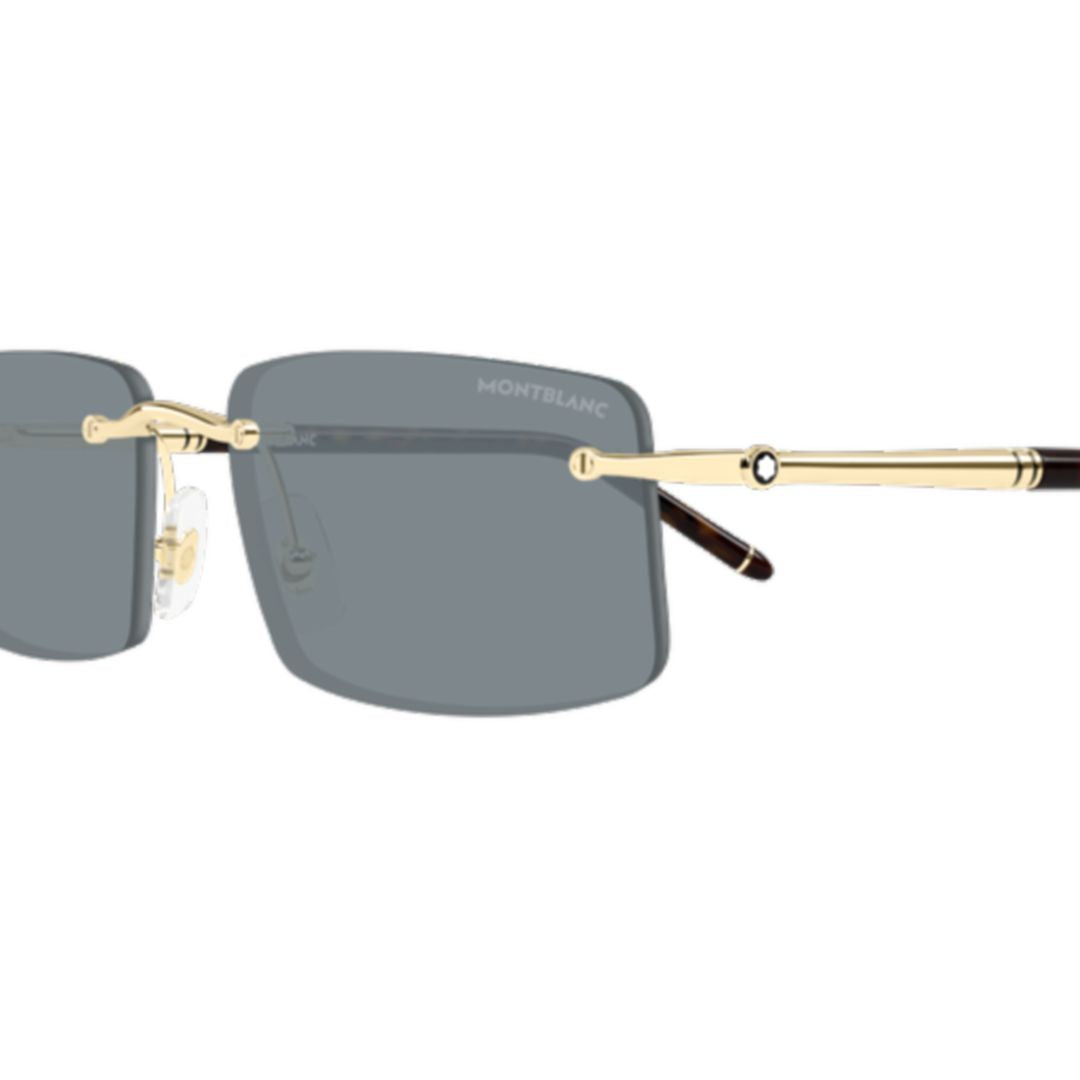 Rimless Rectangular Sunglasses with Polished Gold Temples