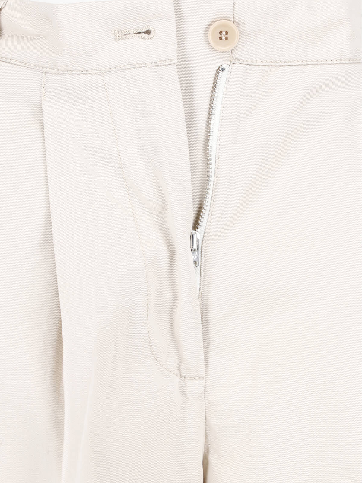 Cream Tailored Straight-Leg Cotton Trousers