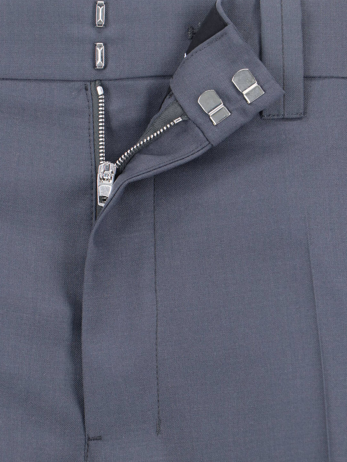 Gray Tailored Wool Blend Straight Trousers
