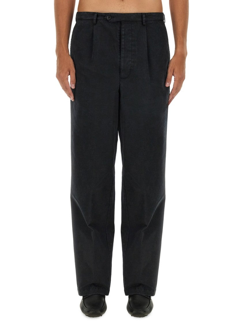 Relaxed Fit Black Cotton Pants