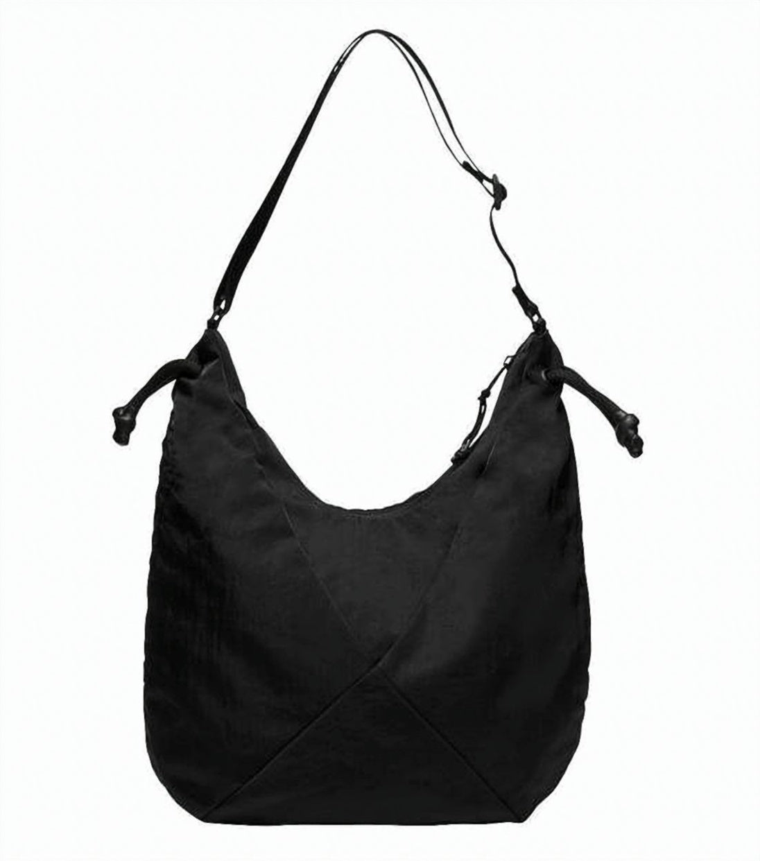 Black Shoulder Bag with Diagonal Seam Details