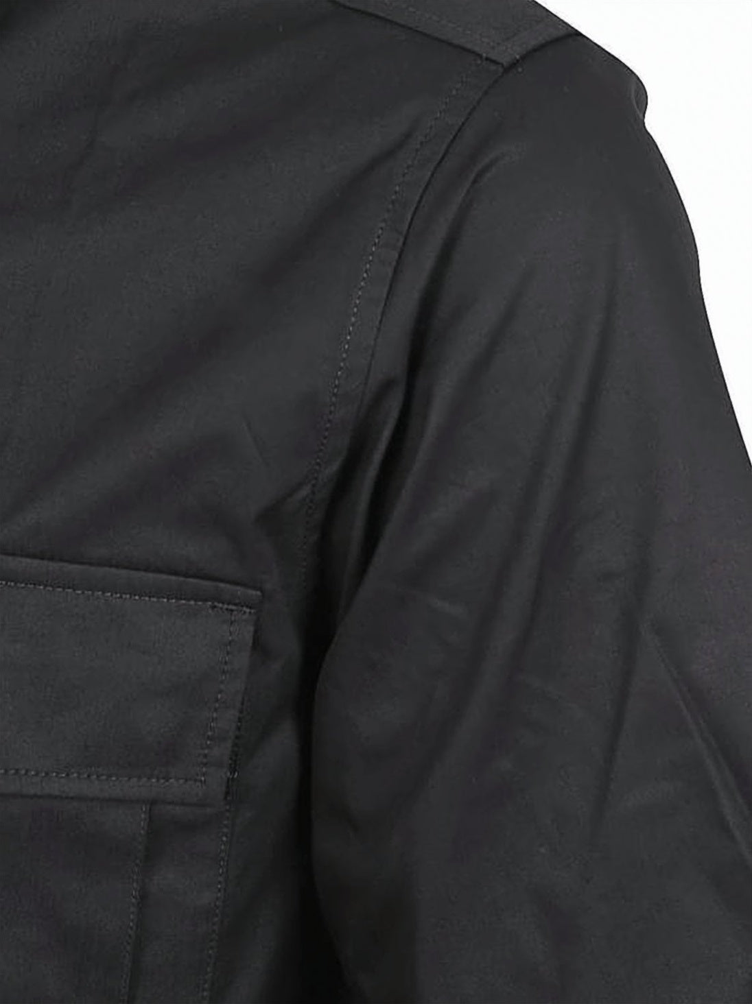 Structured Black Short-Sleeve Shirt with Utility Pockets