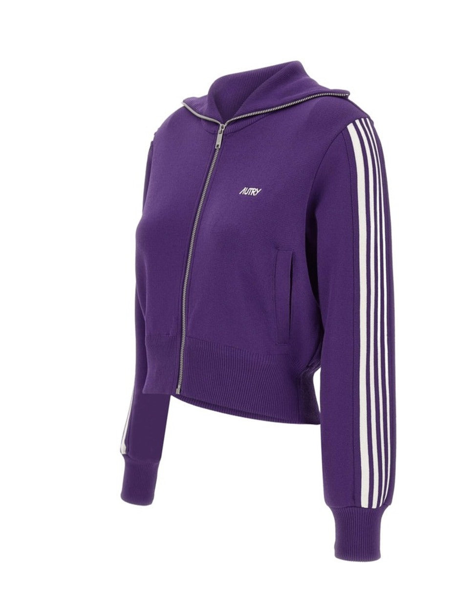 Cropped Tennis-Style Jacket With Contrasting Stripes And Logo