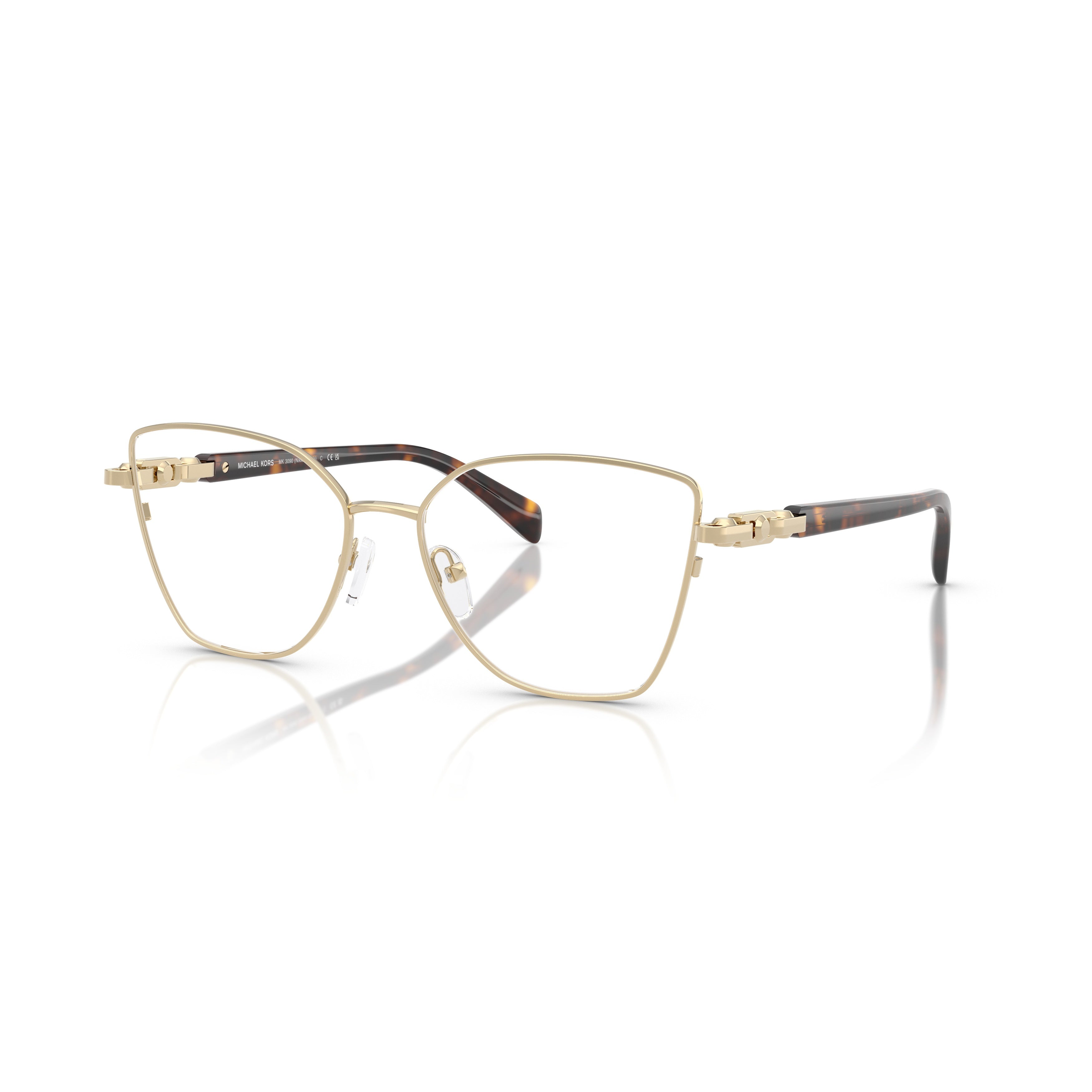 0mk3090 Rounded Square Gold-Finish Eyeglasses with Tortoiseshell Temples