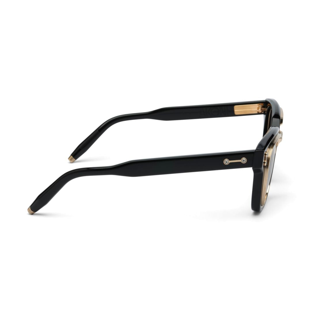 Apollo Bold Square Frame Sunglasses with Gold Metal Accents