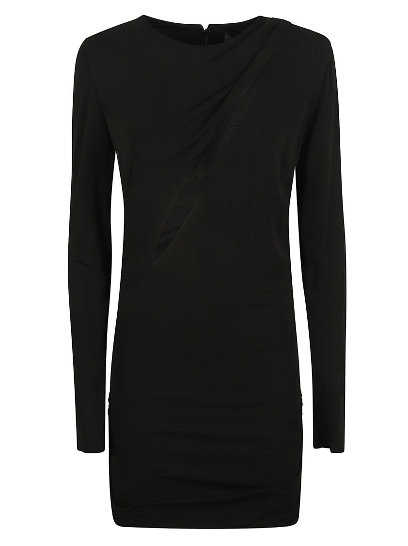 Fitted Black Dress With Subtle Draping