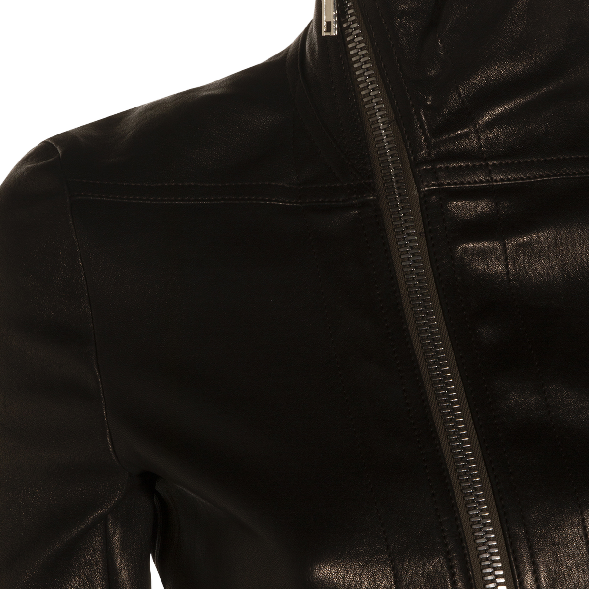 Fitted Asymmetrical Black Leather Jacket