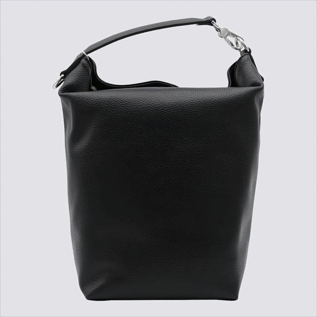 Structured Black Synthetic Leather Tote Bag