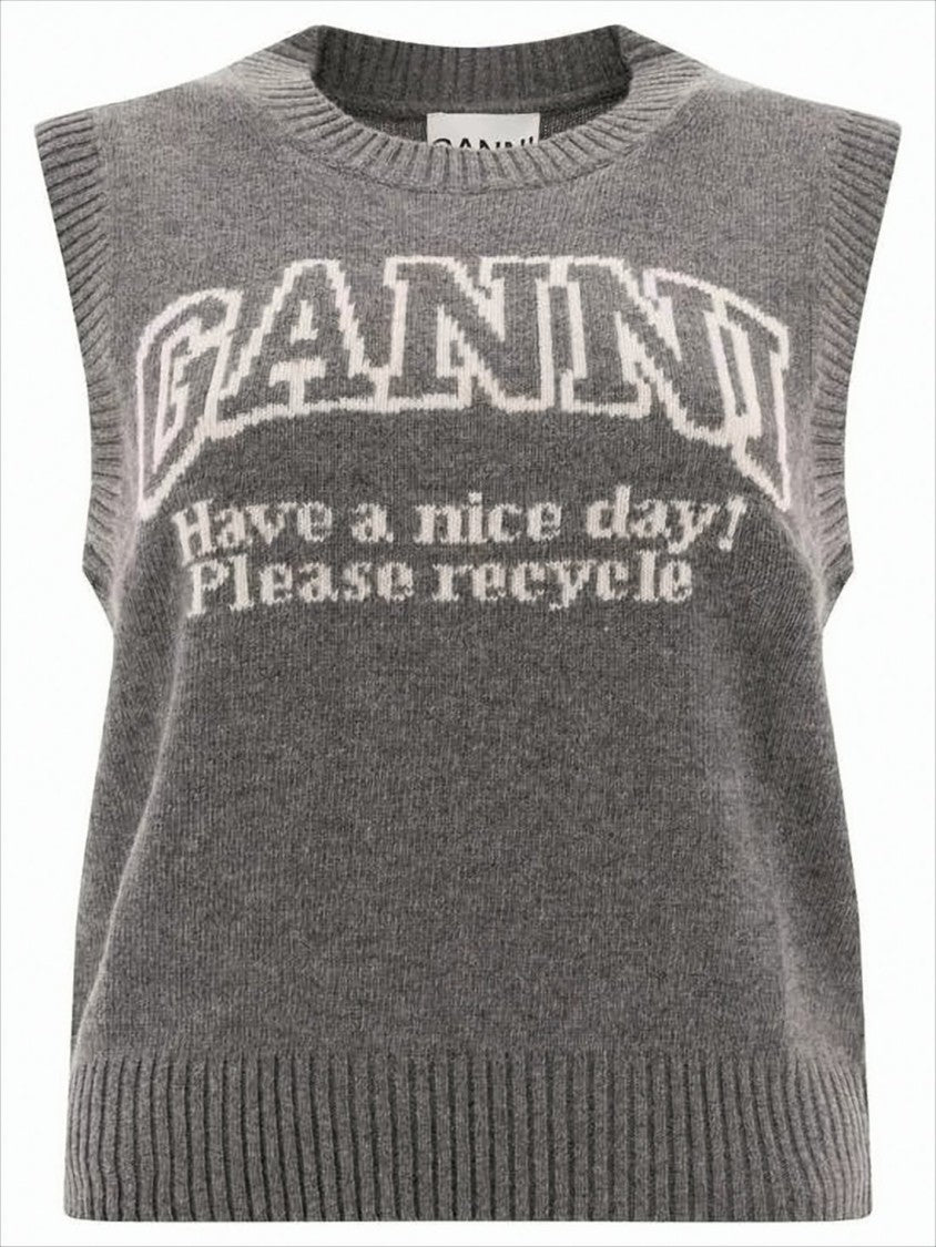 Ribbed Knit Vest With Eco-Conscious Message