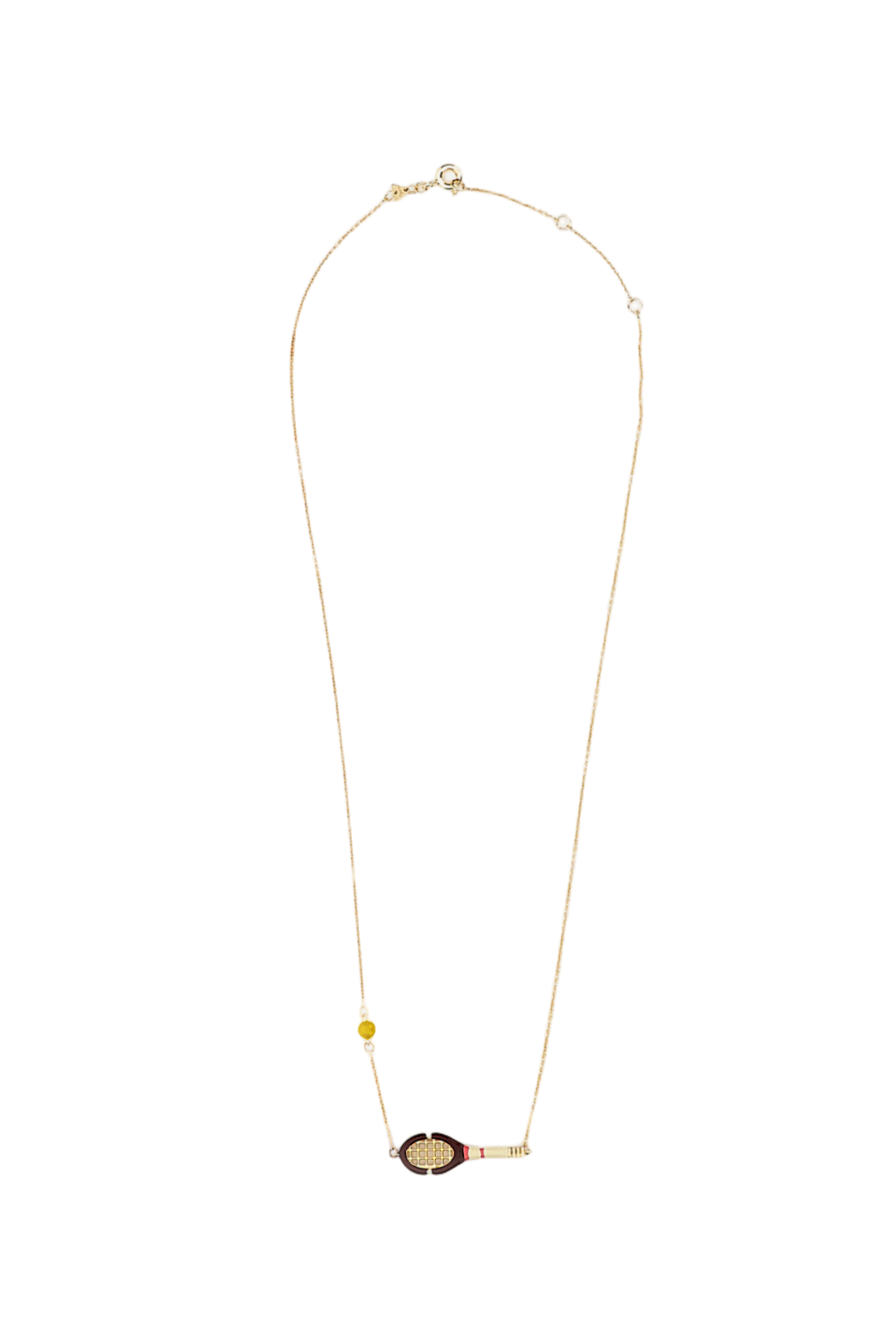Yellow Gold Tennis Pelota Necklace