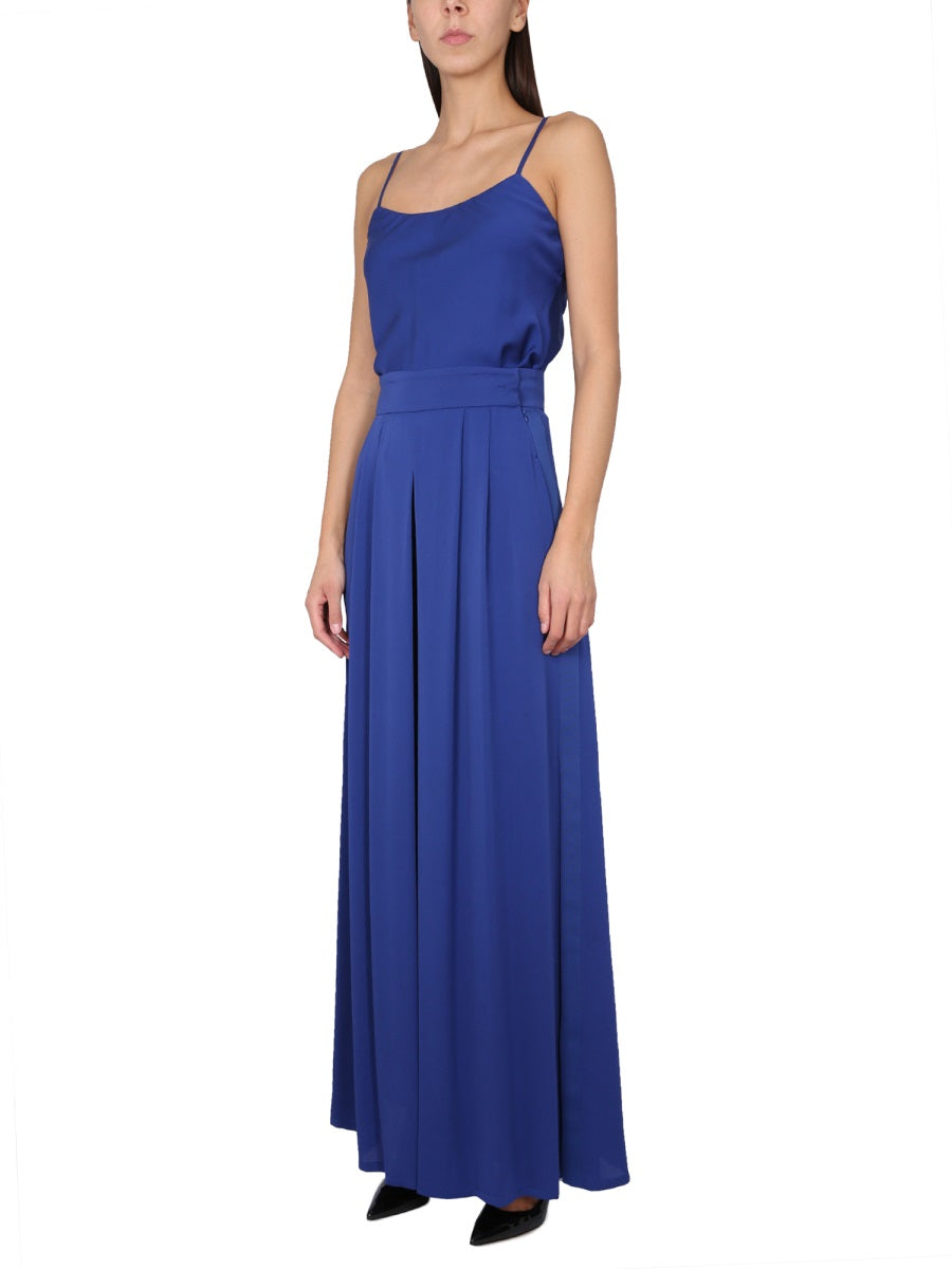 Wide Silk Tuxedo Pants with Concealed Zipper Closure