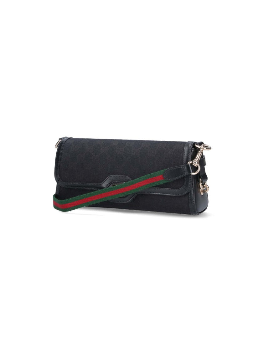 Small Shoulder Bag "Luce" In Gg Canvas With Leather Trim