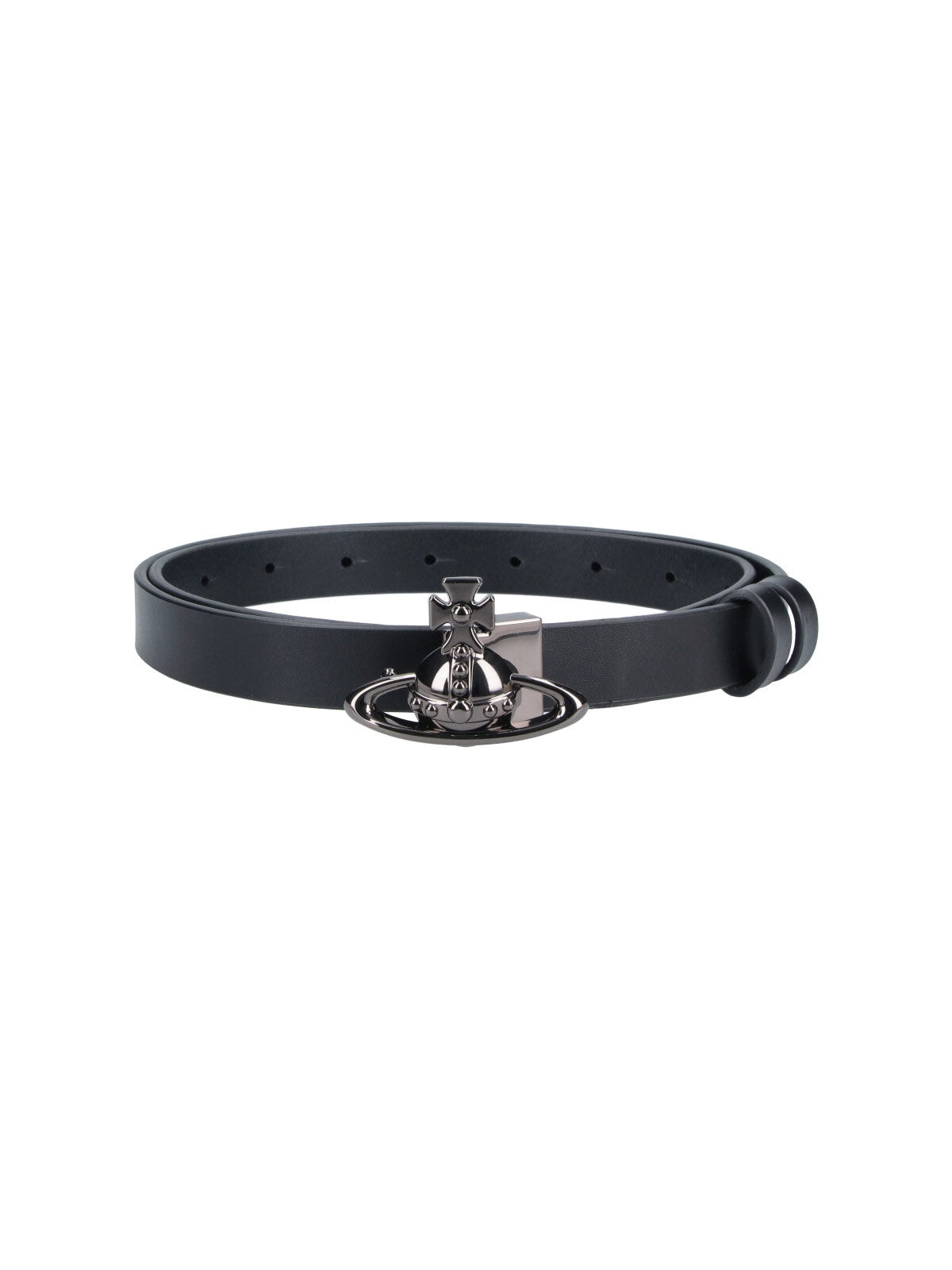 Black Orb Calf Leather Adjustable Belt