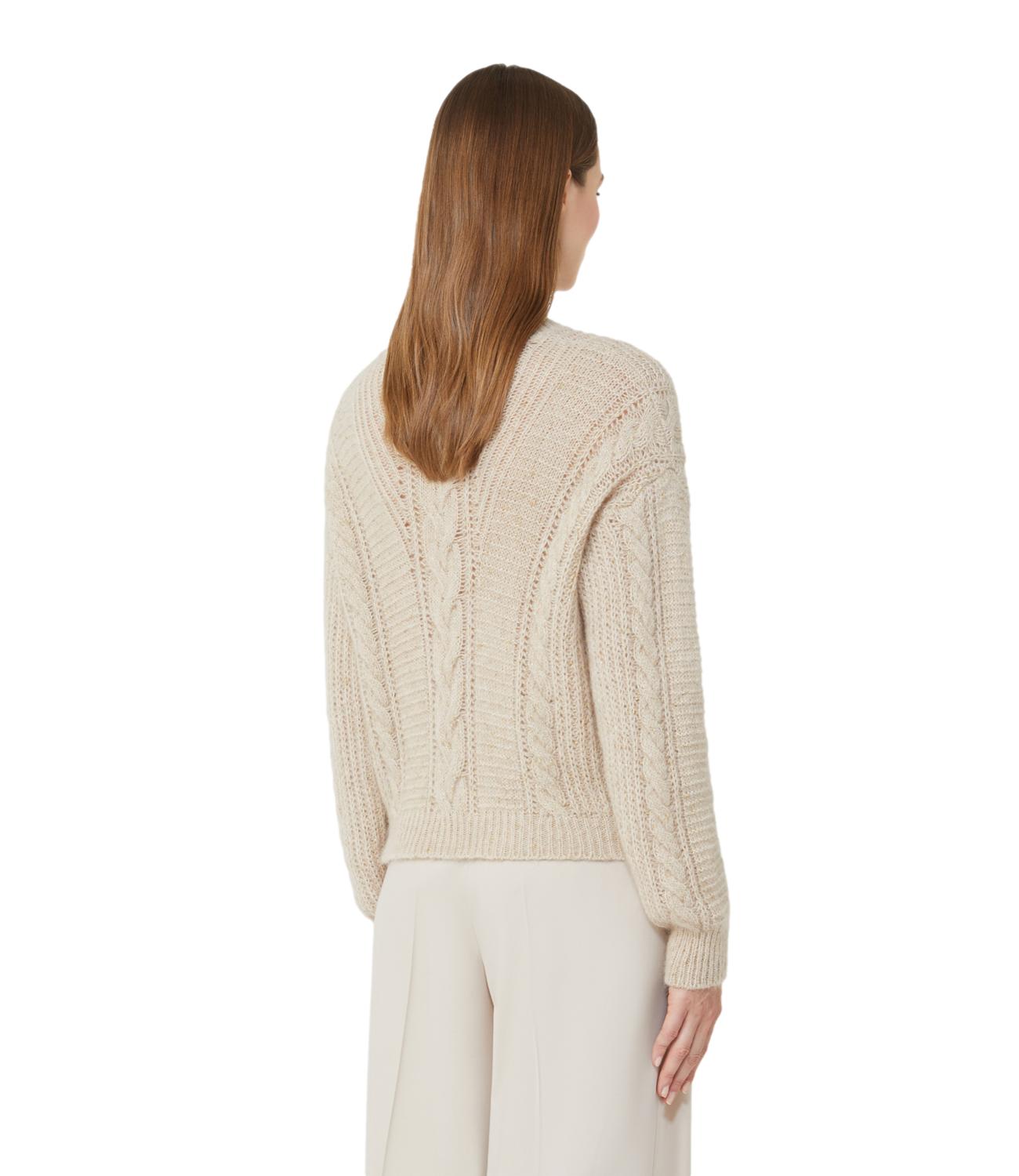 Refined Beige Sweater With Cable Knit Design