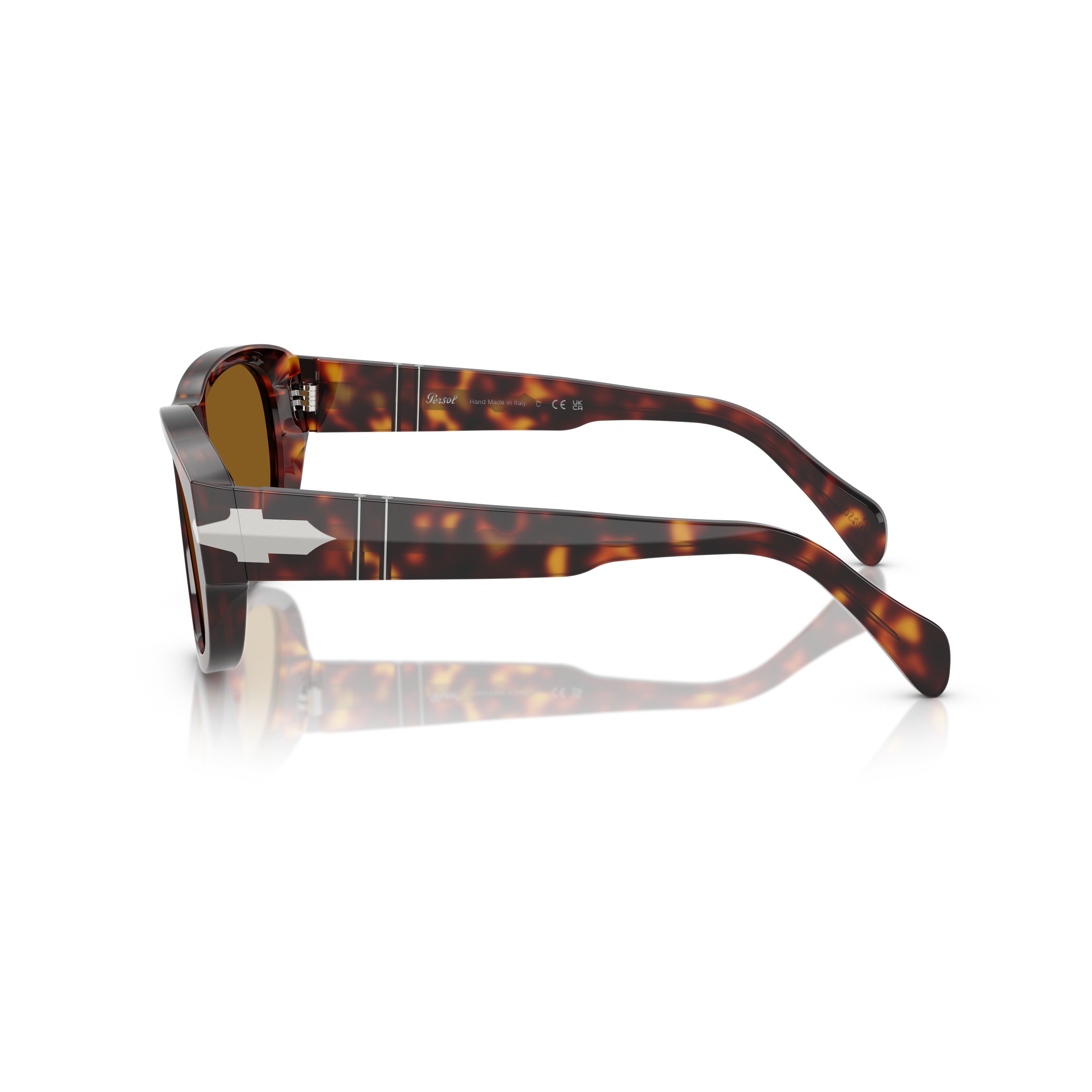 0po0050s Rectangular Tortoiseshell Acetate Sunglasses with Silver Accents
