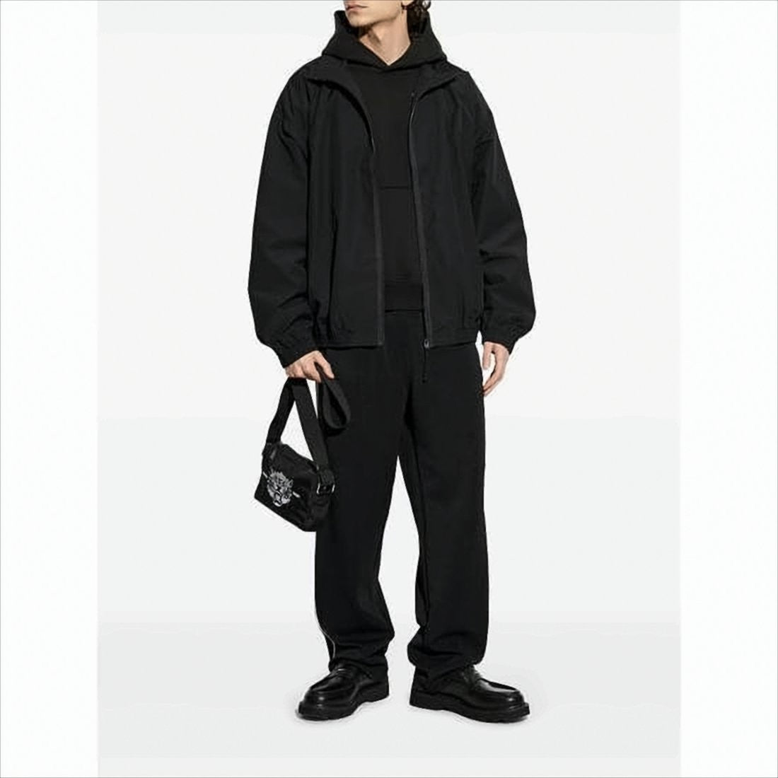 Solid Black Hooded Sweatshirt with Iconic Tiger Graphic