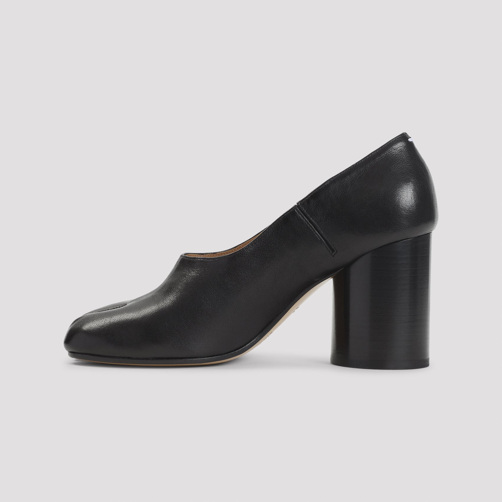 Split-Toe Black Lamb Leather Pumps