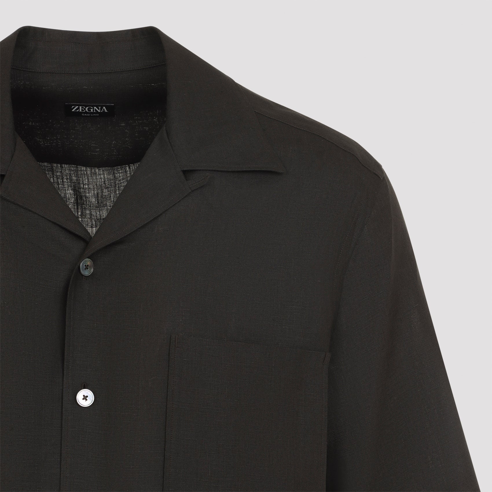 Short-Sleeved Linen Shirt with Classic Collar