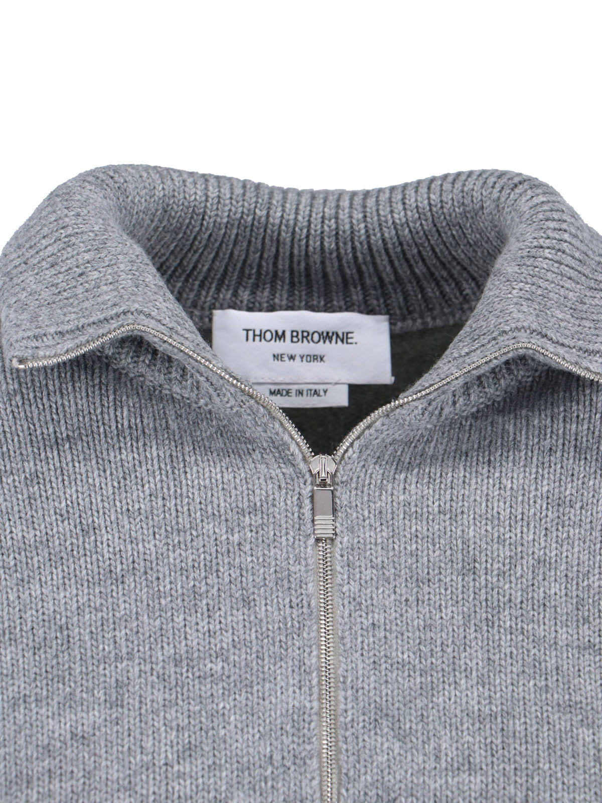 Grey Wool Zip Sweater 4-Bar Detail