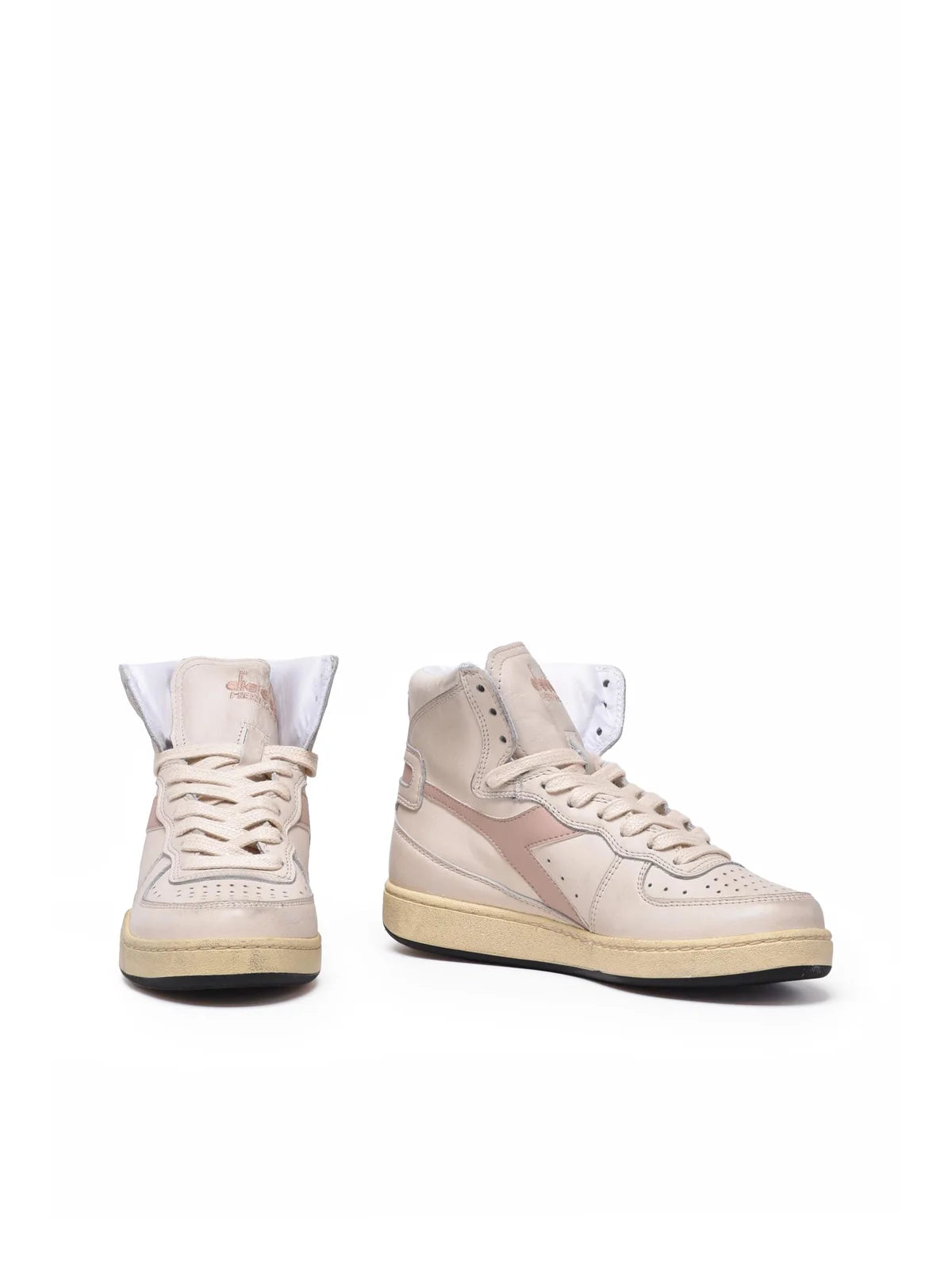 White Pink Leather Mi Basket Sneakers