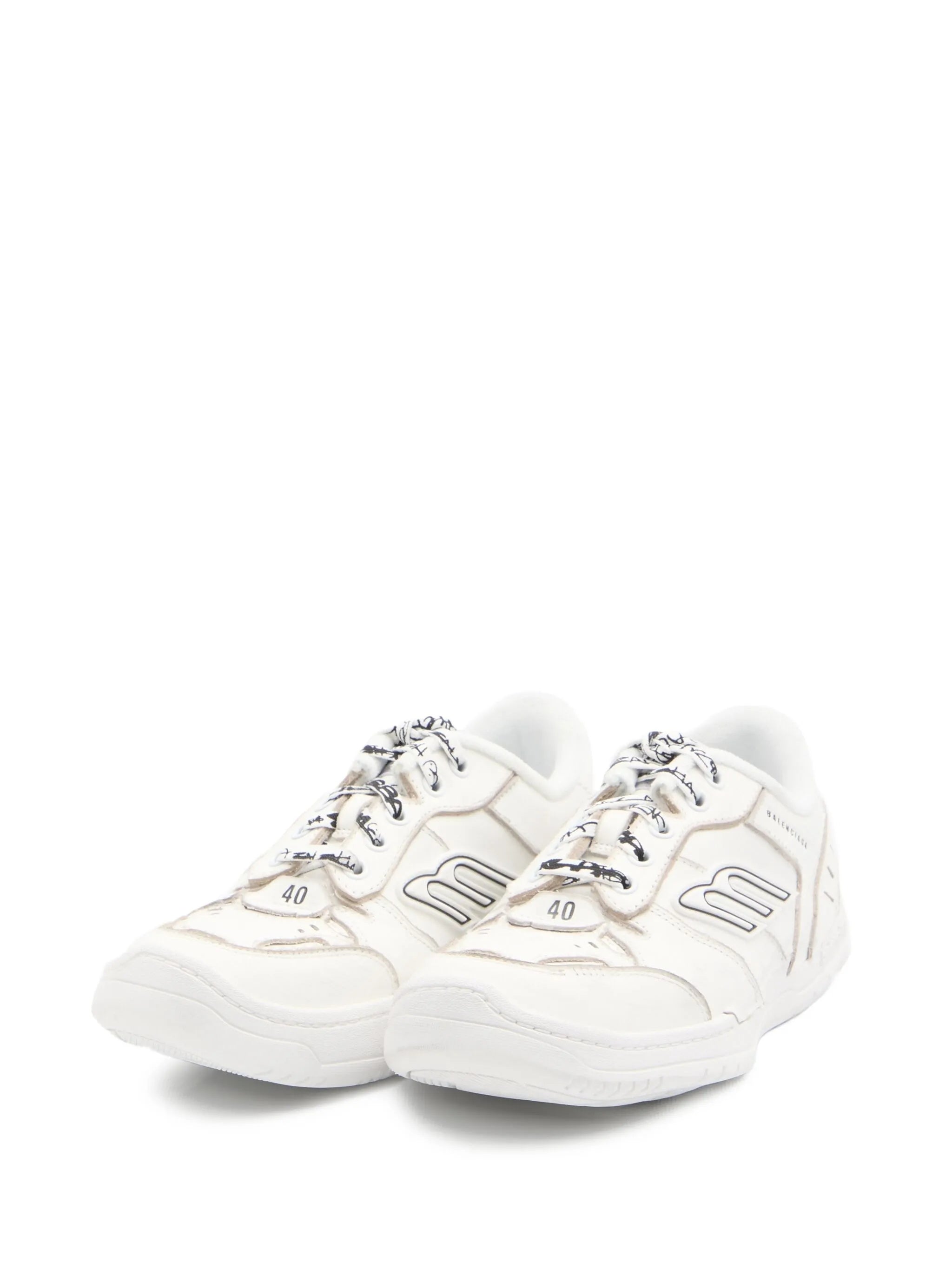 White Hamptons Wornout Distressed Leather Sneakers