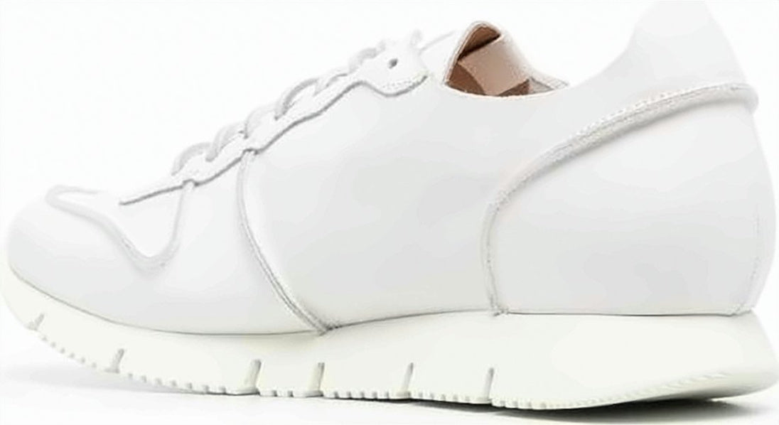 White Leather Sneakers with Elevated Vibram Sole