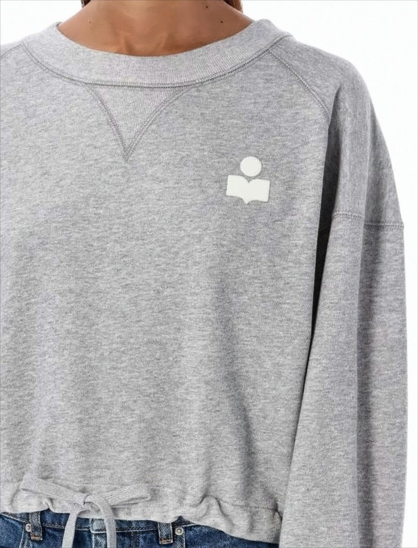 Heather Grey Long-Sleeve Sweatshirt with Adjustable Drawstring Hem
