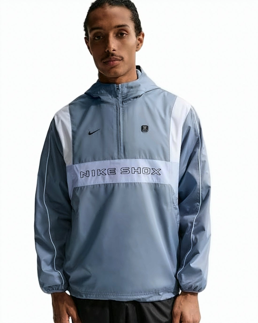 Color-Blocked Half-Zip Jacket with Hood
