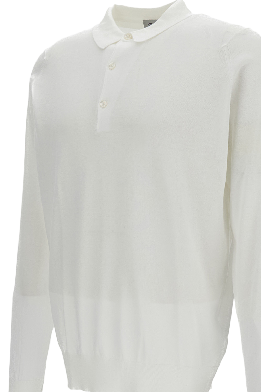 White Long-Sleeve Cotton Polo