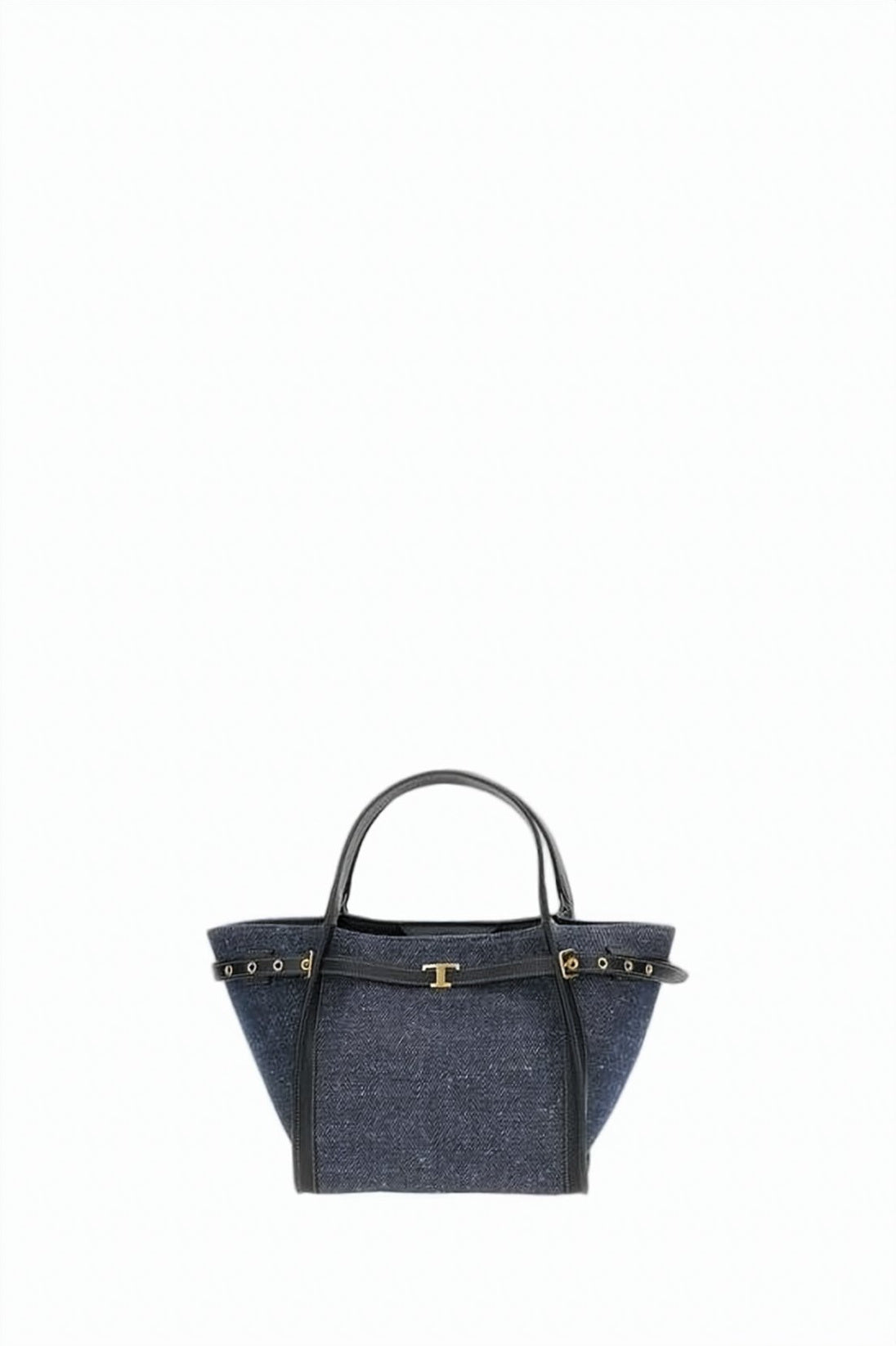 Trapezoidal Shoulder Bag with Textured Fabric