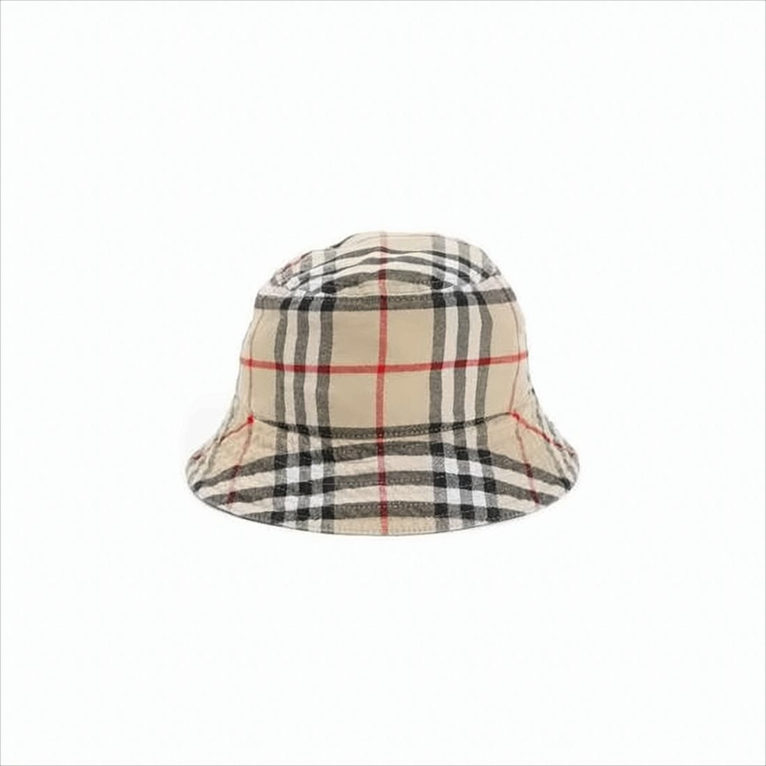 Beige Check Pattern Cotton Bucket Hat