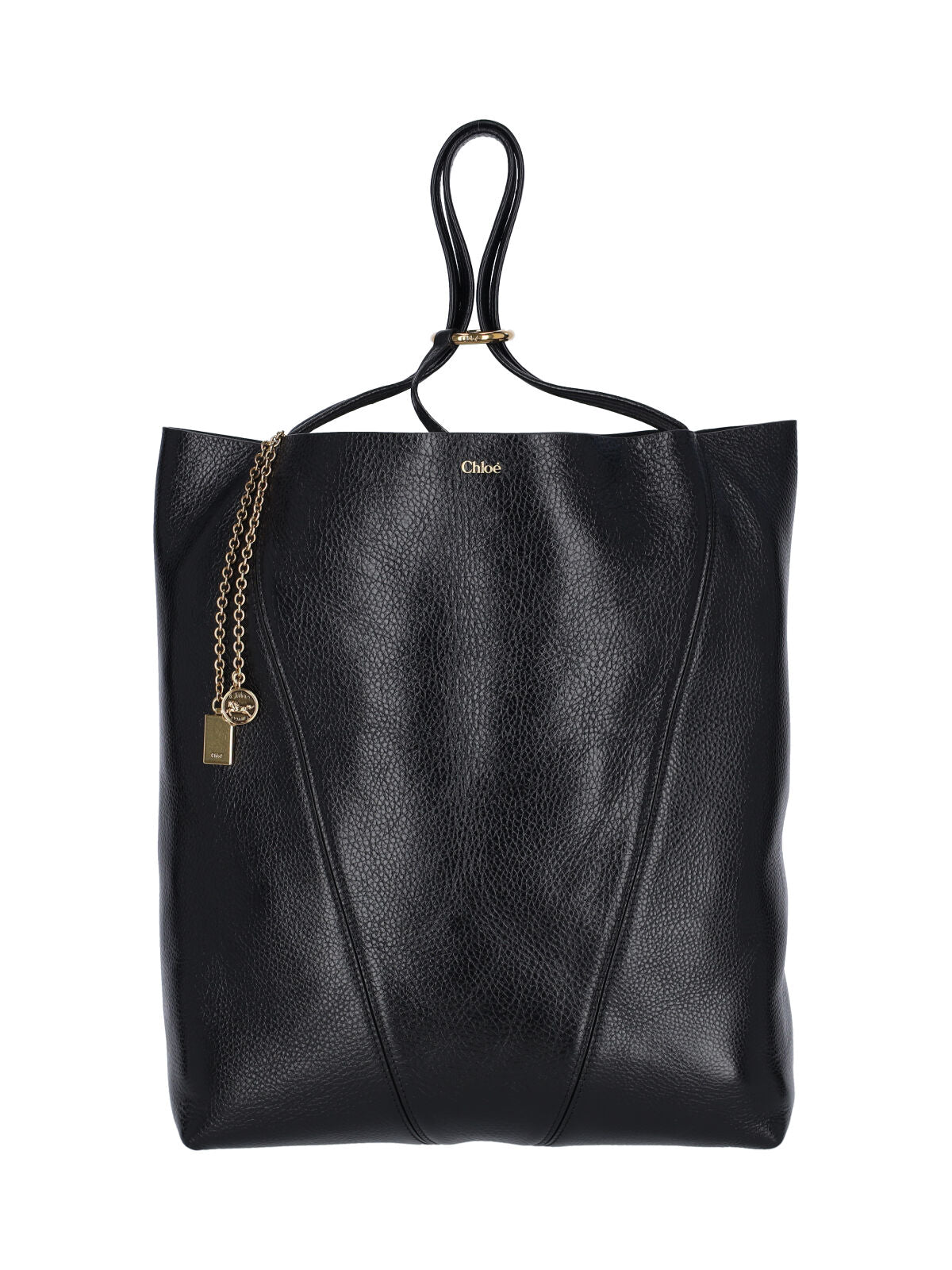 Black Spin Textured Leather Tote