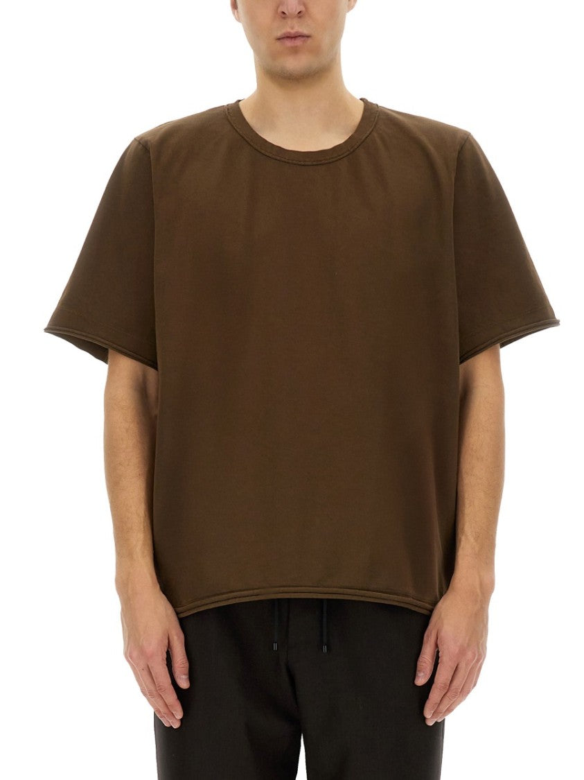 Relaxed-Fit Brown Cotton T-Shirt With Design
