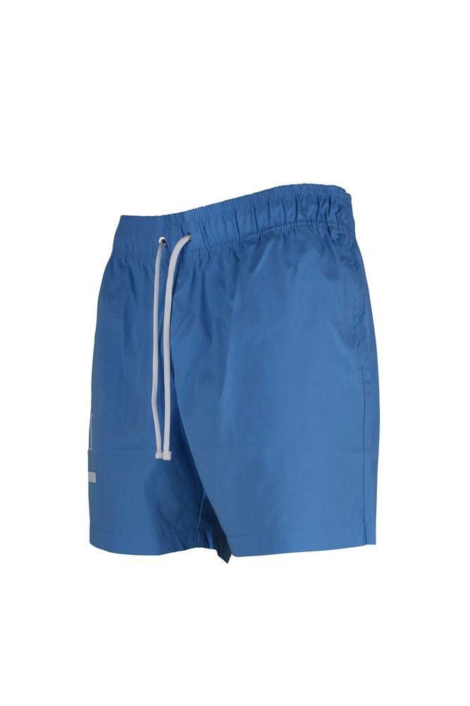 Light Blue Swim Shorts With Drawcord Waist
