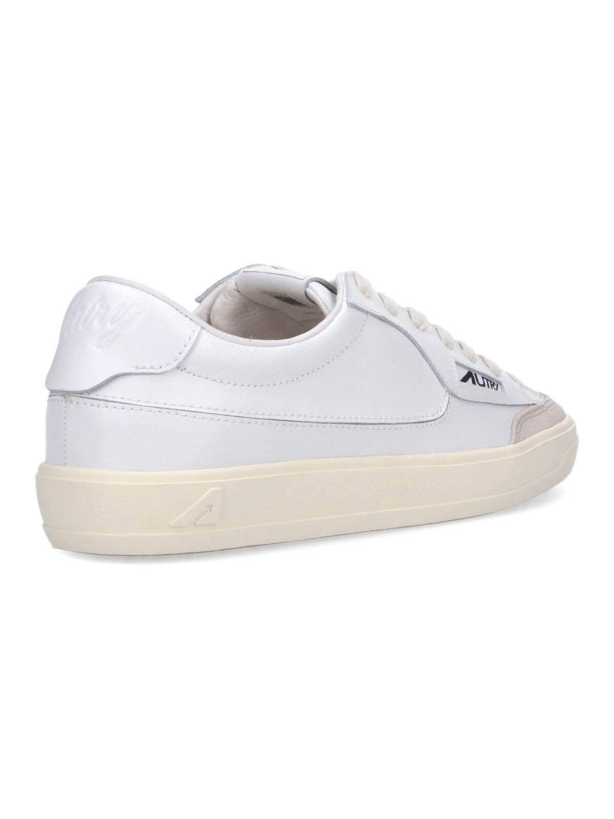 Low-top White Leather Sneakers with Subtle Suede Accents