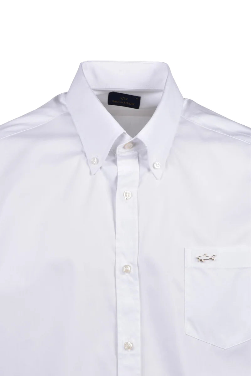 Long-Sleeve White Cotton Shirt
