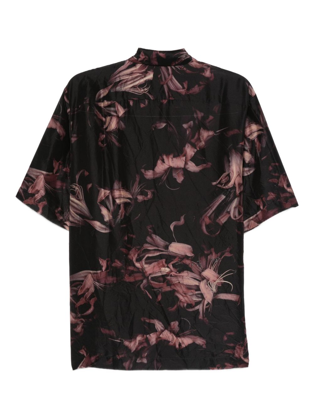 Short-Sleeved Silk Shirt with Floral Print